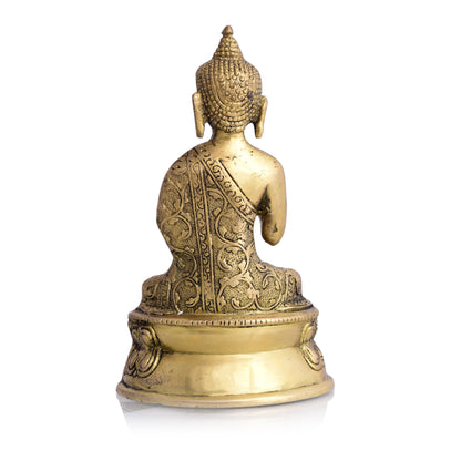 Brass Handcarved Blessing Buddha (7 Inch)