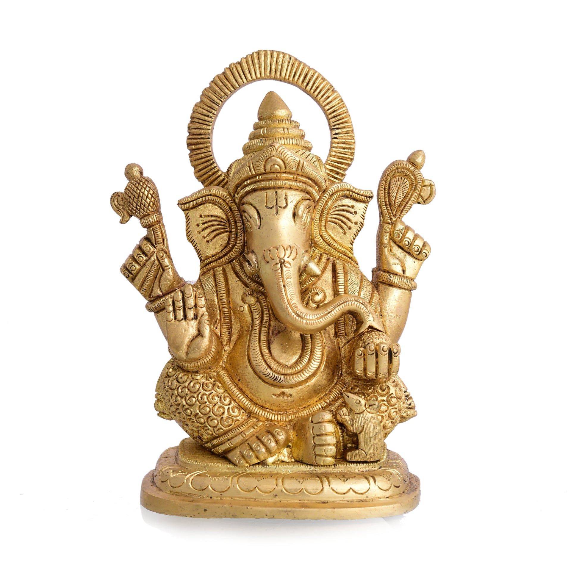 Brass Blessing Ganesha Idol (6 Inch)