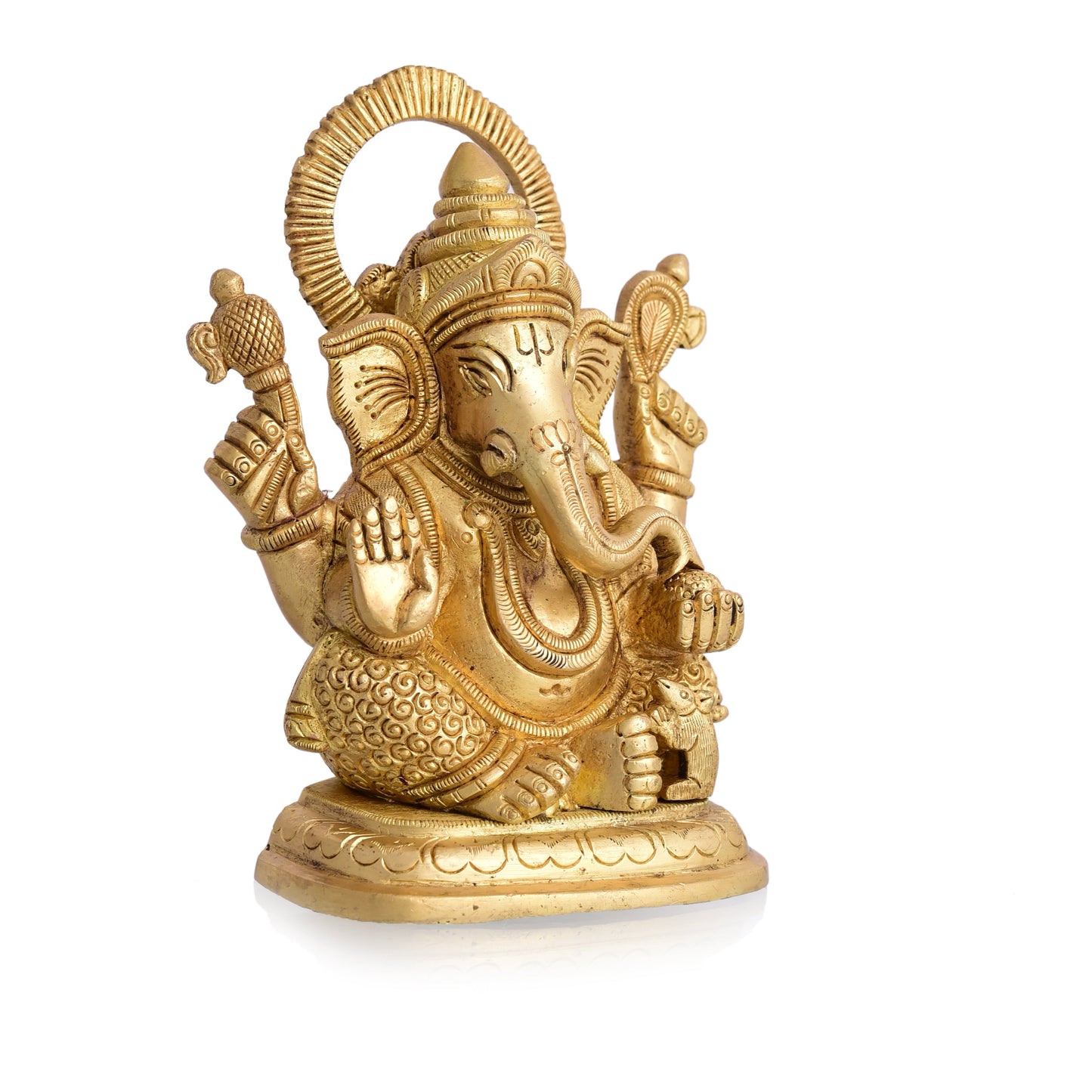 Brass Blessing Ganesha Idol (6 Inch)