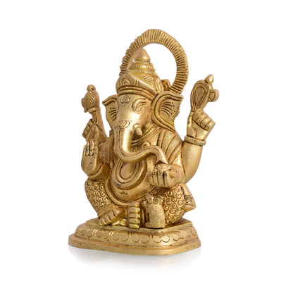 Brass Blessing Ganesha Idol (6 Inch)