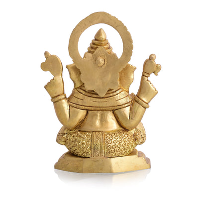 Brass Blessing Ganesha Idol (6 Inch)