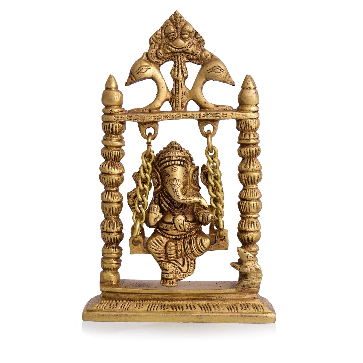 Brass Ganesha On Swing/Jhula (7.5 Inch)