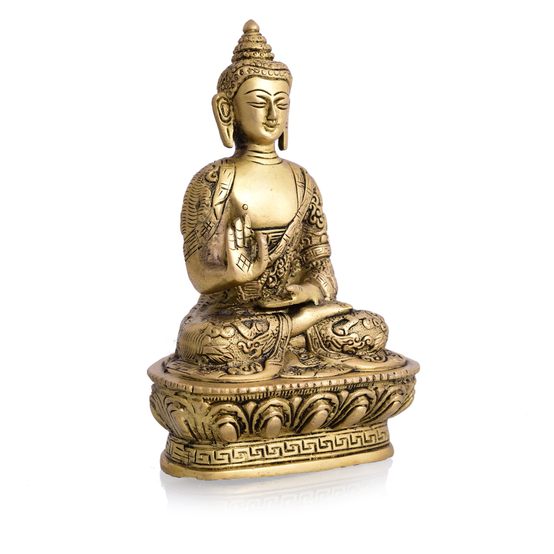 Brass Home Decor Buddha Sitting Idol (7 Inch)