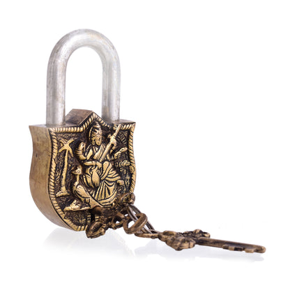 Brass Saraswati Door Lock (4.5 Inch)