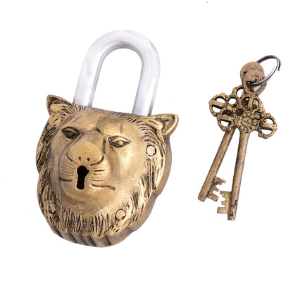 Brass Lion Face Door Lock (5 Inch)