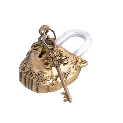 Brass Lion Face Door Lock (5 Inch)