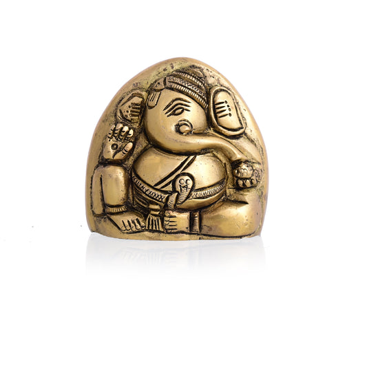 Brass Coconut Shape Ganesha Idol (2.2 Inch)