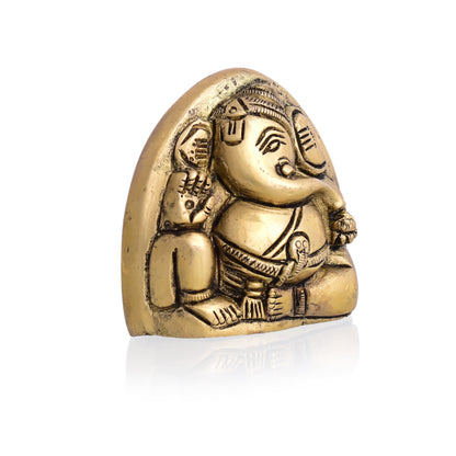 Brass Coconut Shape Ganesha Idol (2.2 Inch)