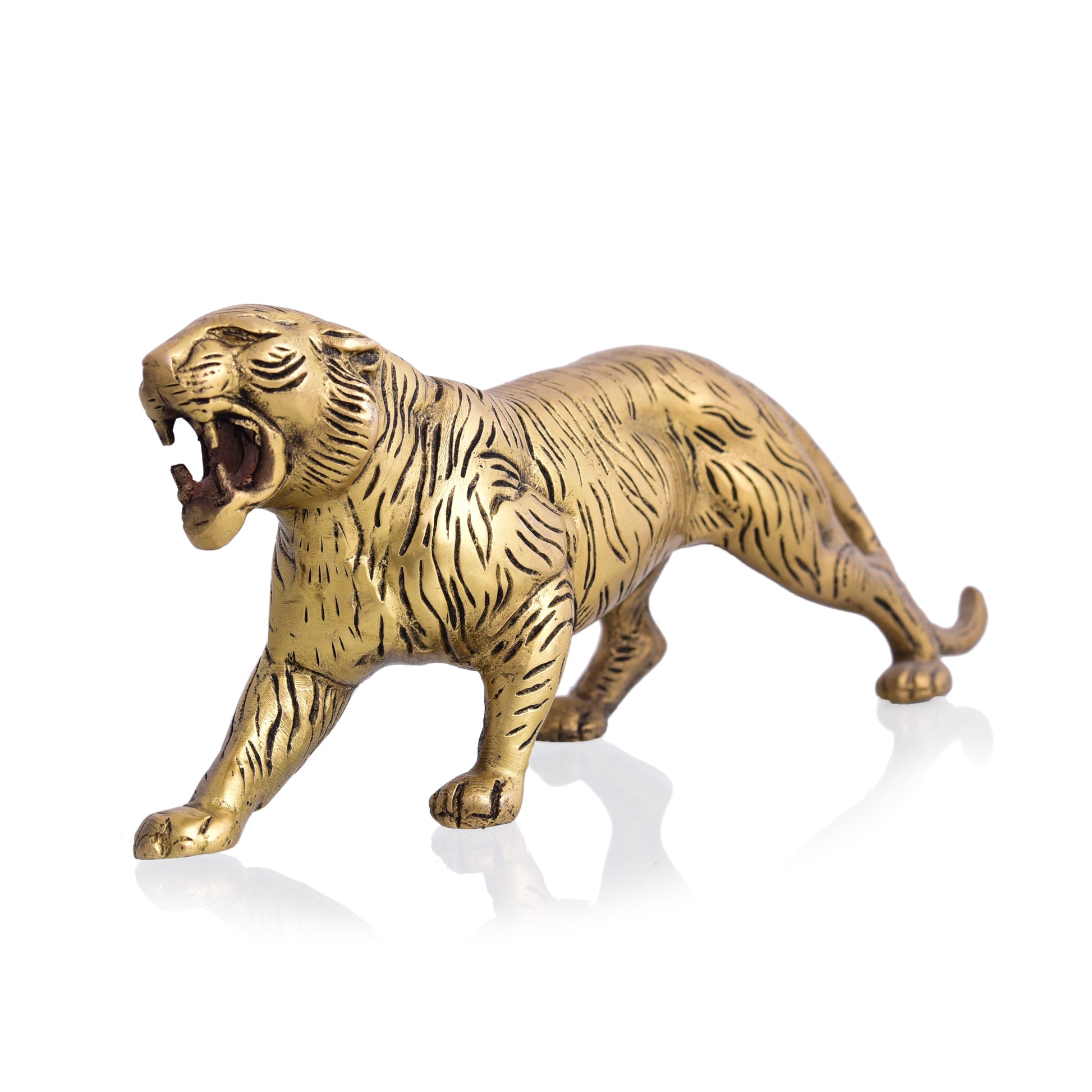 Brass Roaring Tiger Statue