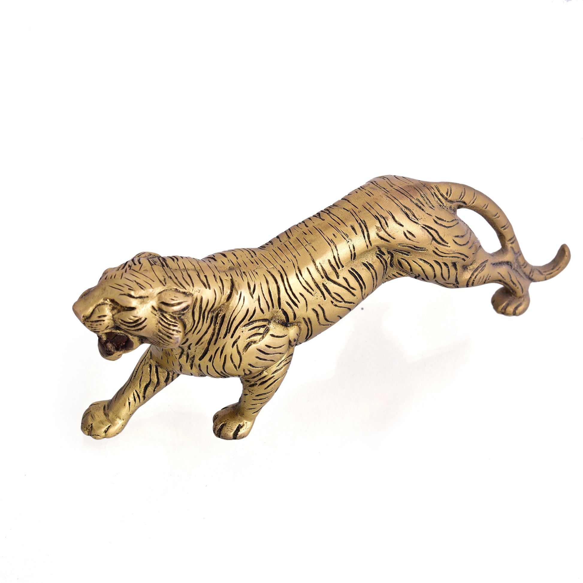 Brass Roaring Tiger Statue
