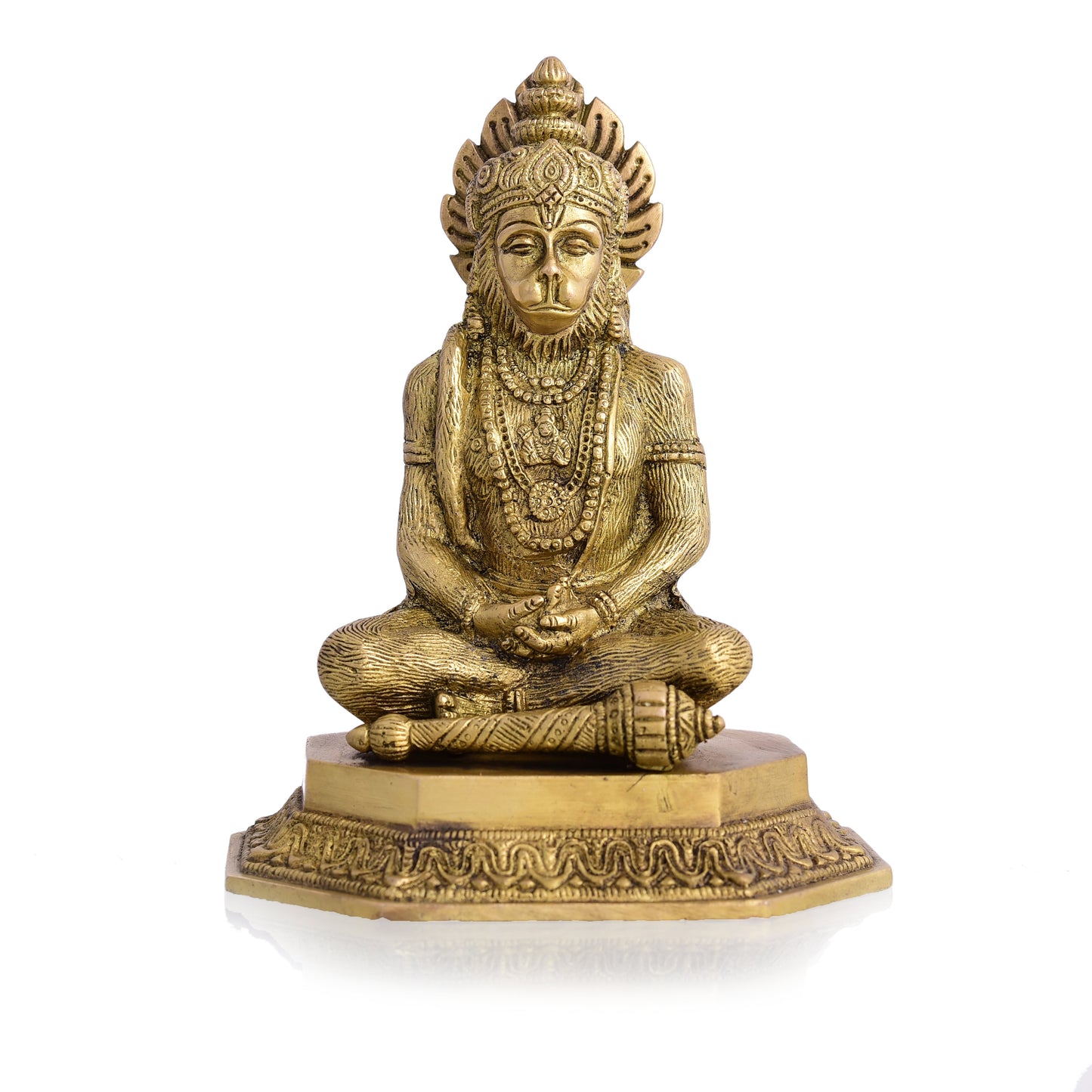 Brass Sitting Hanuman Idol (7 Inch)