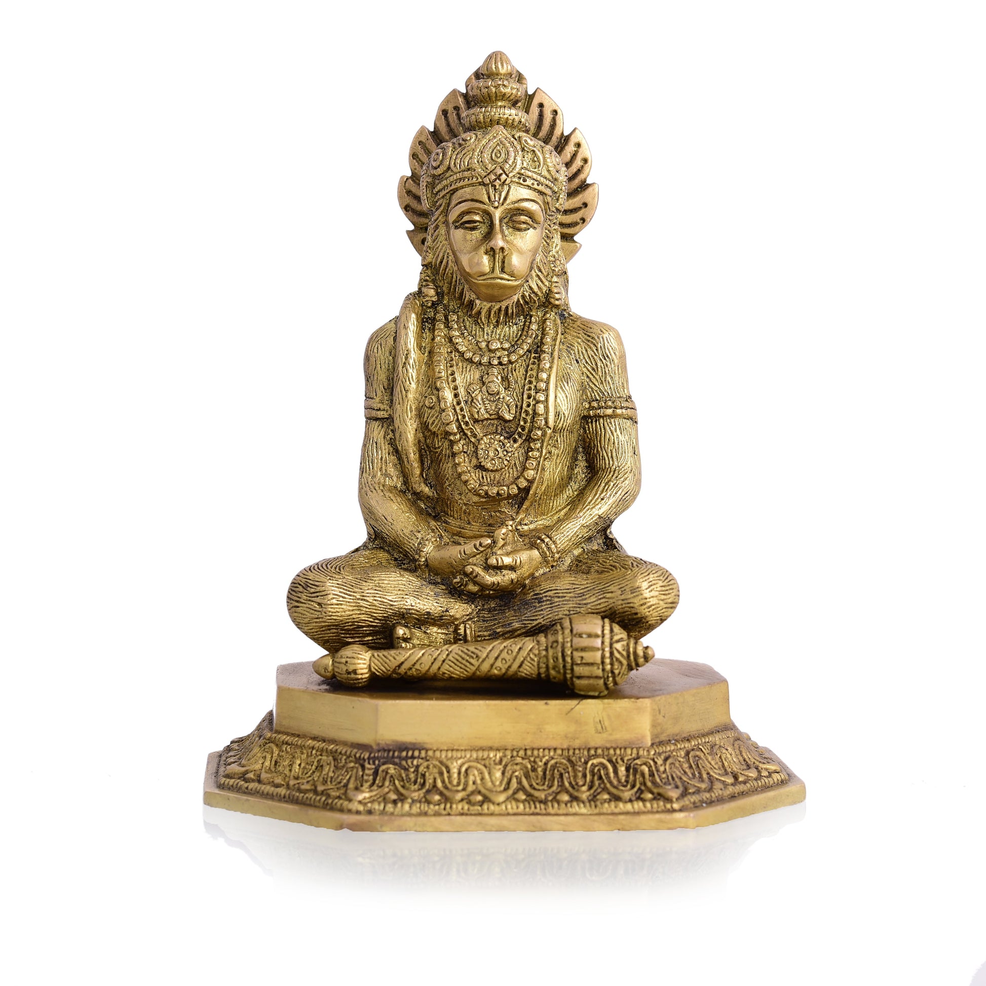 Brass Sitting Hanuman Idol (7 Inch)