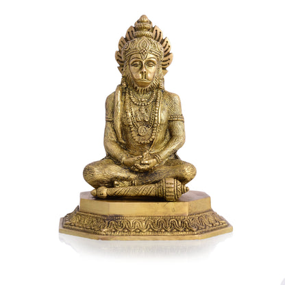 Brass Sitting Hanuman Idol (7 Inch)