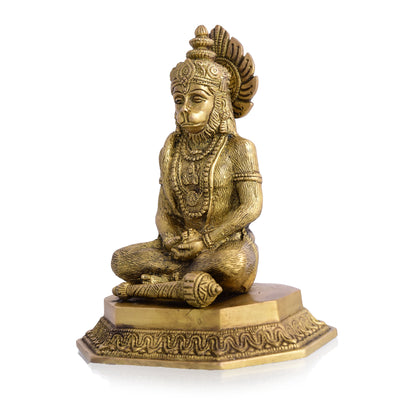 Brass Sitting Hanuman Idol (7 Inch)
