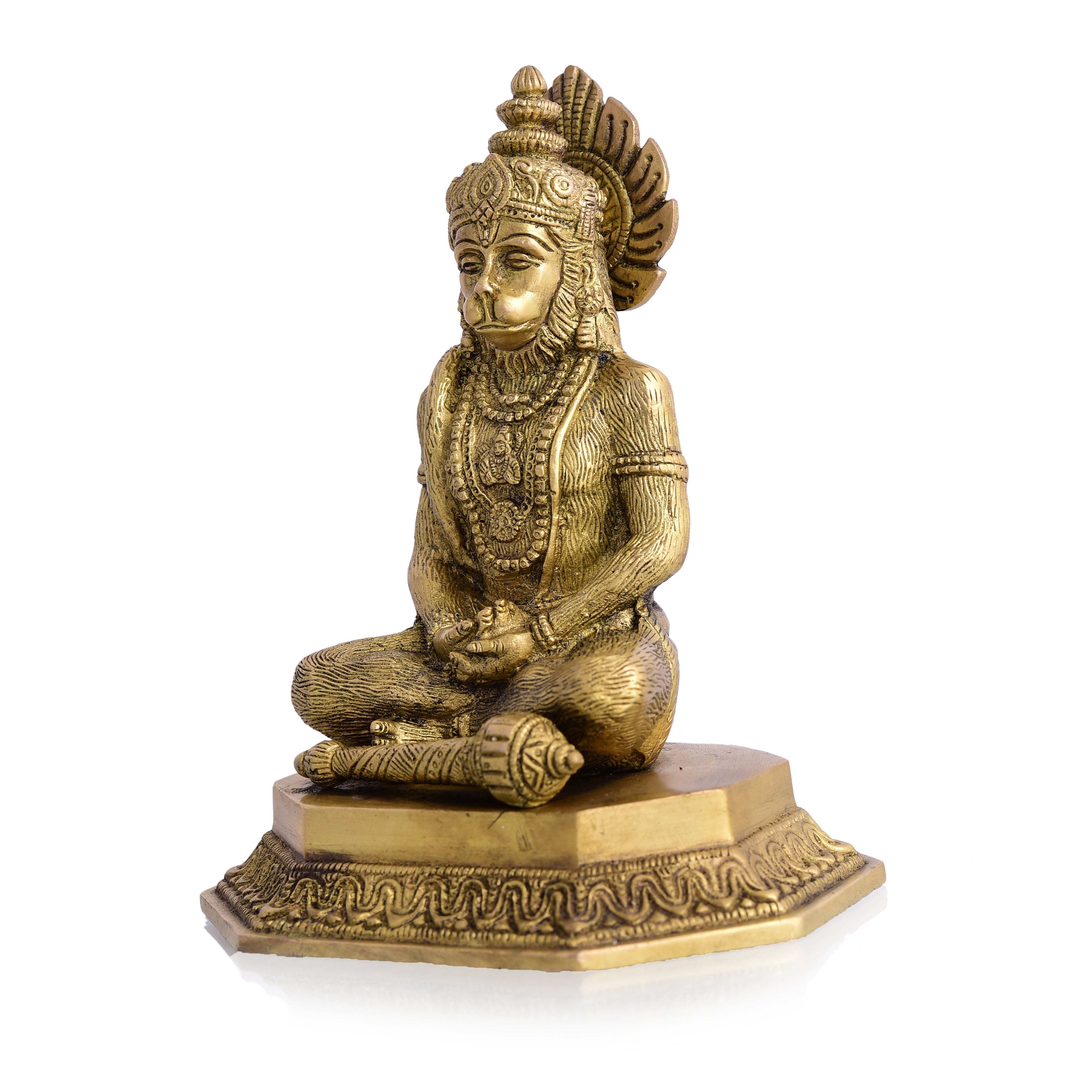 Brass Sitting Hanuman Idol (7 Inch)