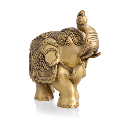 Brass Elephant Royal Statue (6.5 Inch)