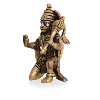 Brass Blessing Hanuman Idol (3.2 Inch)