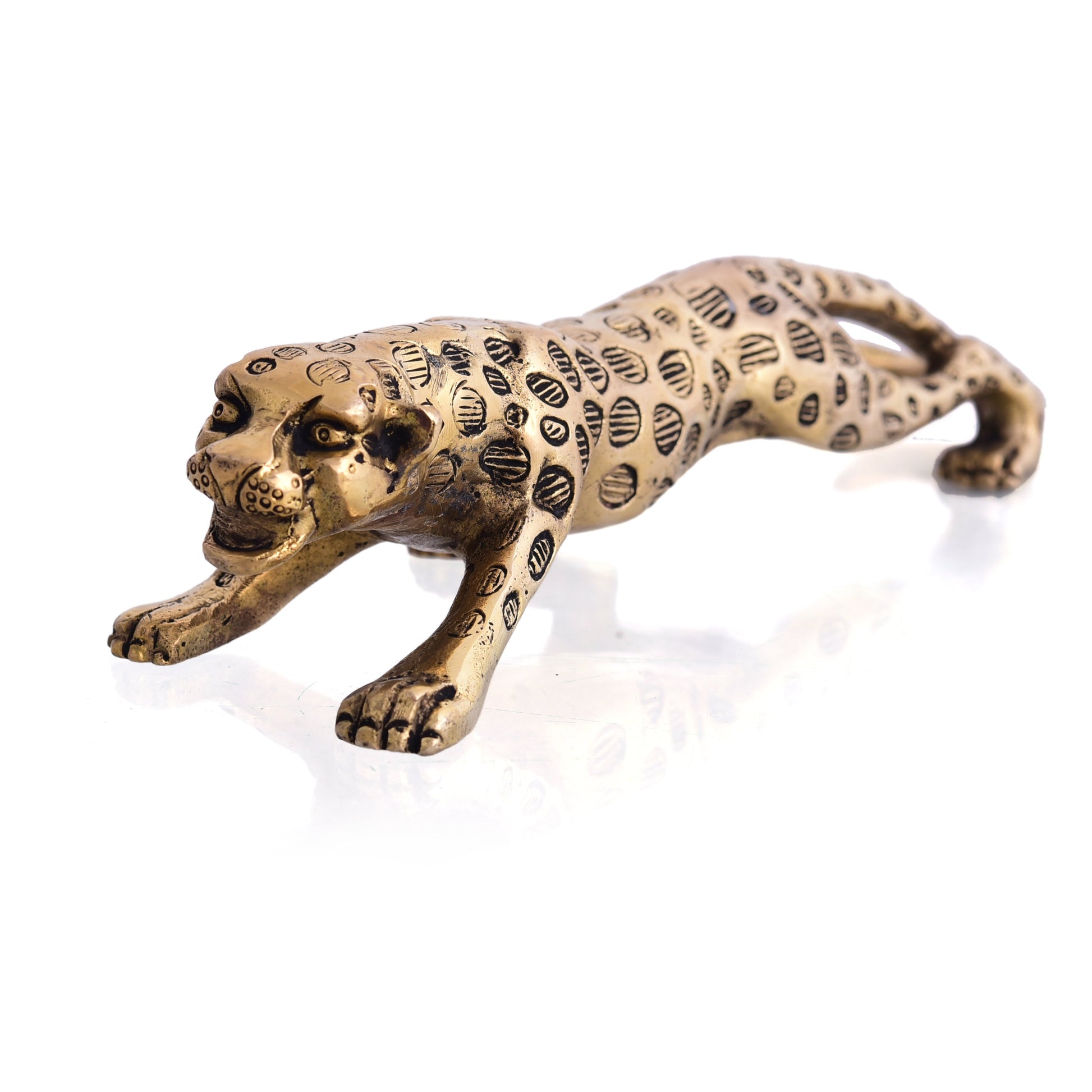 Brass Leaping Leopard Figurine (2 Inch)