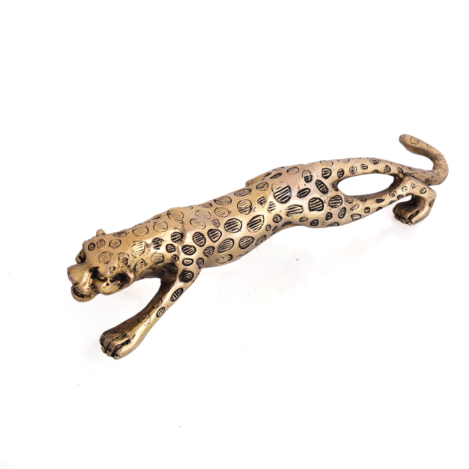 Brass Leaping Leopard Figurine (2 Inch)