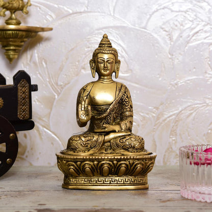 Brass Home Decor Buddha Sitting Idol (7 Inch)