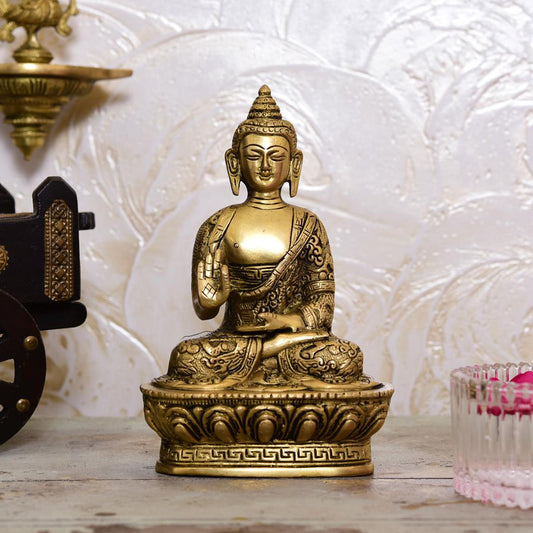 Brass Home Decor Buddha Sitting Idol (7 Inch)