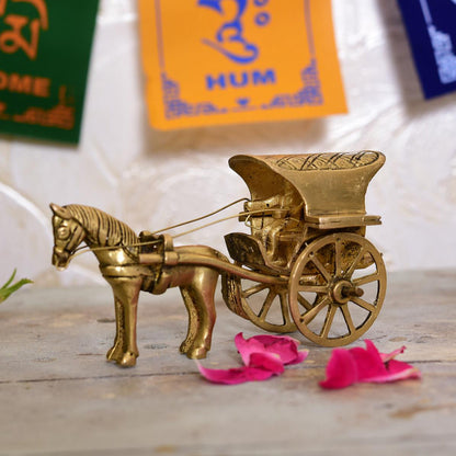 Brass Handmade Horse Chariot/Cart (5.5 Inch)