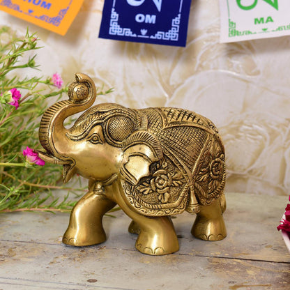 Brass Elephant Royal Statue (6.5 Inch)