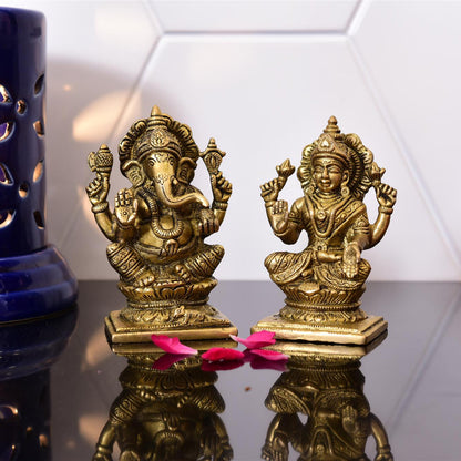 Brass Ganesha And Lakshmi Set