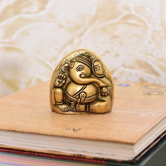 Brass Coconut Shape Ganesha Idol (2.2 Inch)