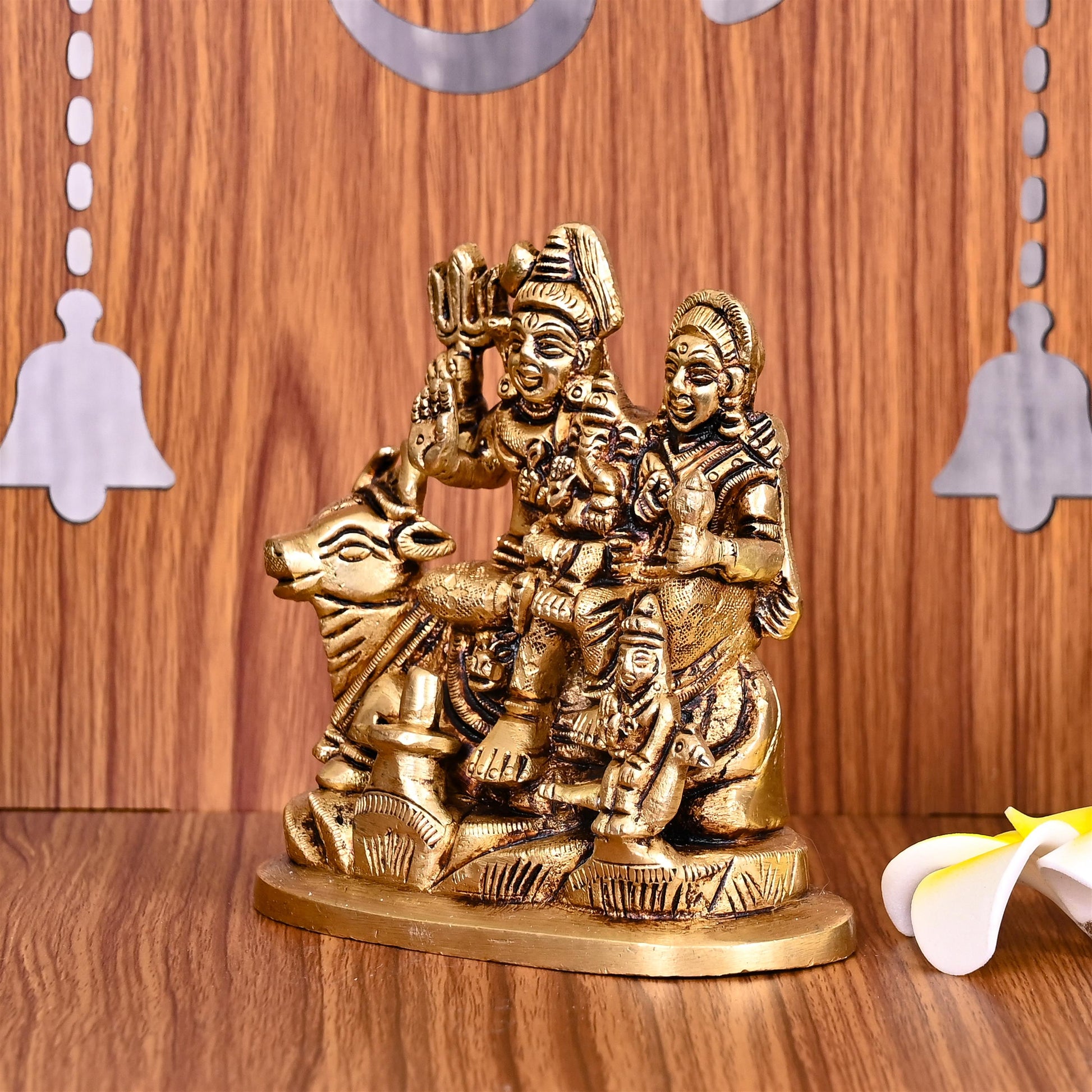 Brass Shiva Family Statue (4.2 Inch)