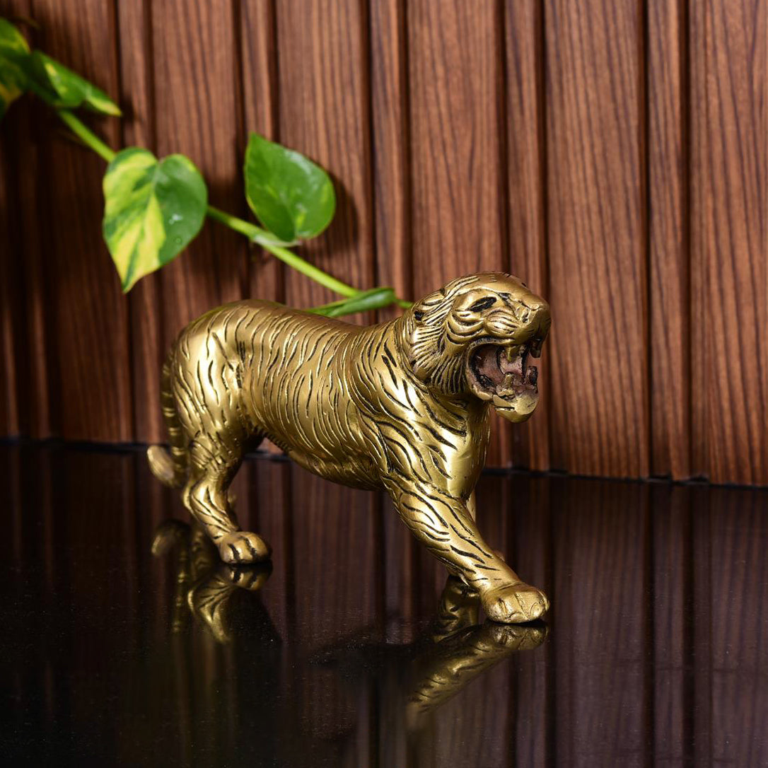 Brass Roaring Tiger Statue