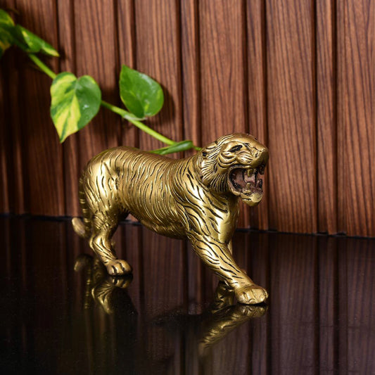 Brass Roaring Tiger Statue
