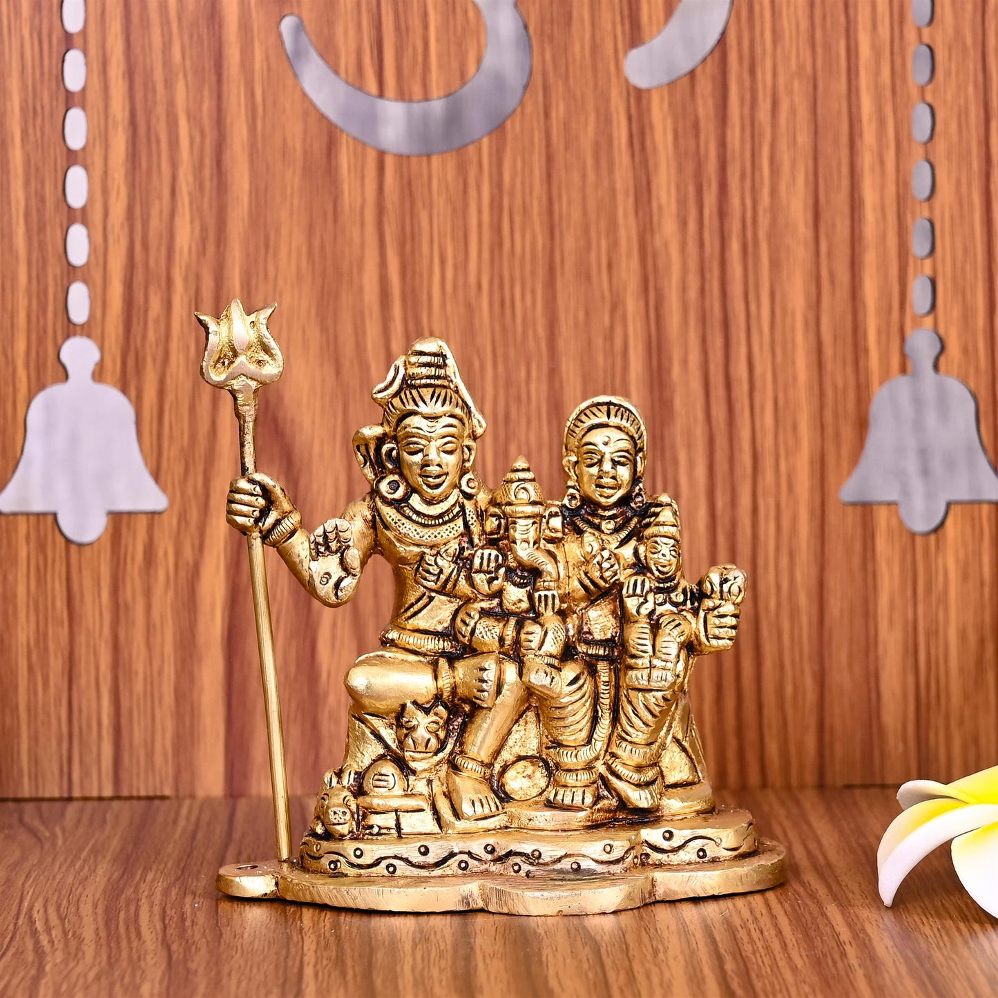Brass Shiva Family Idol (4 Inch)