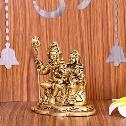 Brass Shiva Family Idol (4 Inch)