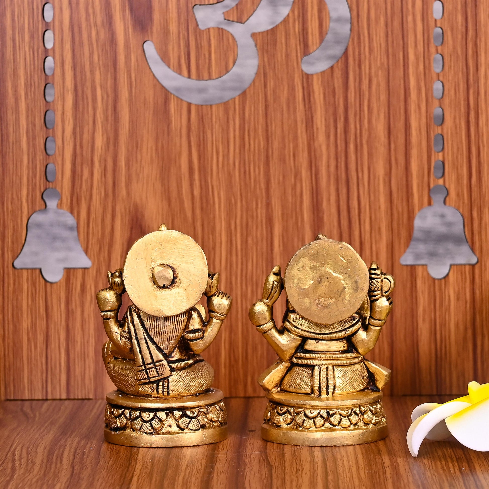 Brass Ganesha And Lakshmi Set (3.5 Inch)