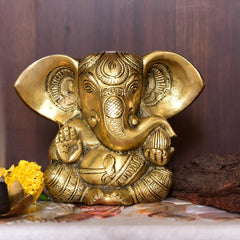 Brass Carving Appu Ganesha Idol (5 Inch)