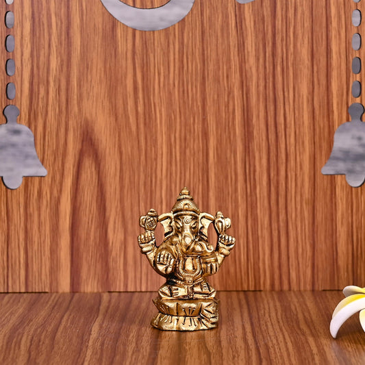 Brass Blessing Ganesha Idol (2.2 Inch)