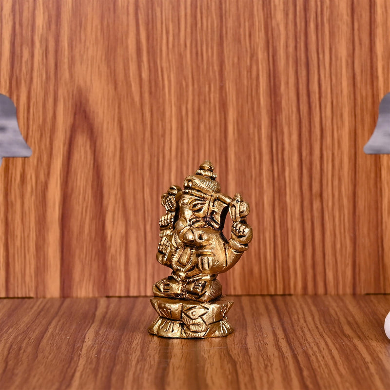 Brass Blessing Ganesha Idol (2.2 Inch)