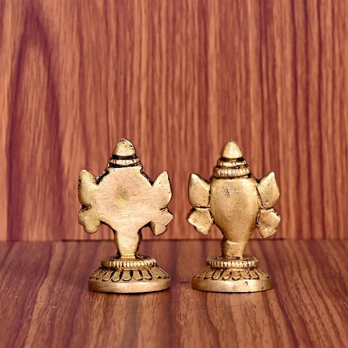 Brass Shankh Chakra Decor Set (1.5 Inch)