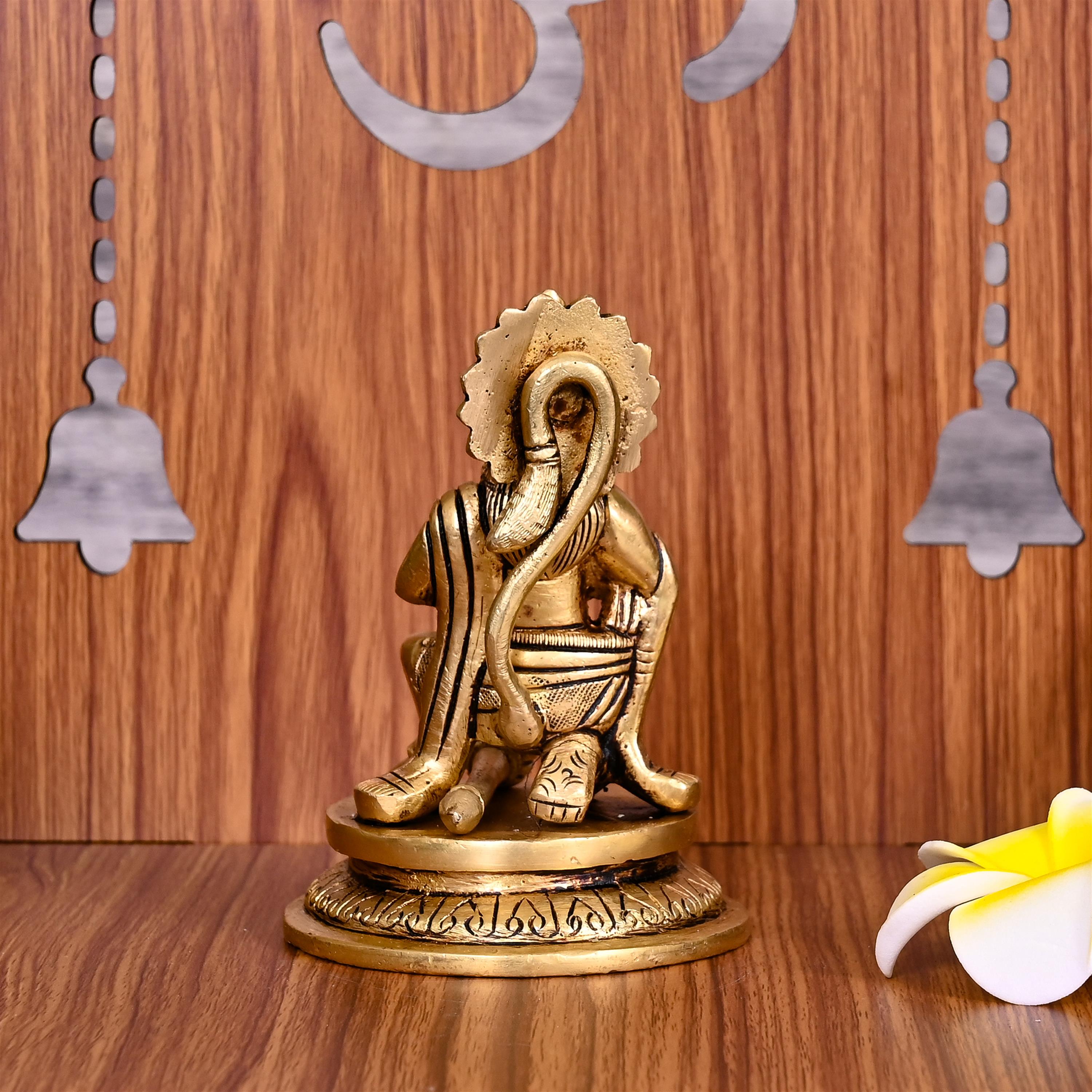 Brass Lord Hanuman Sitting Idol (4.2 Inch)