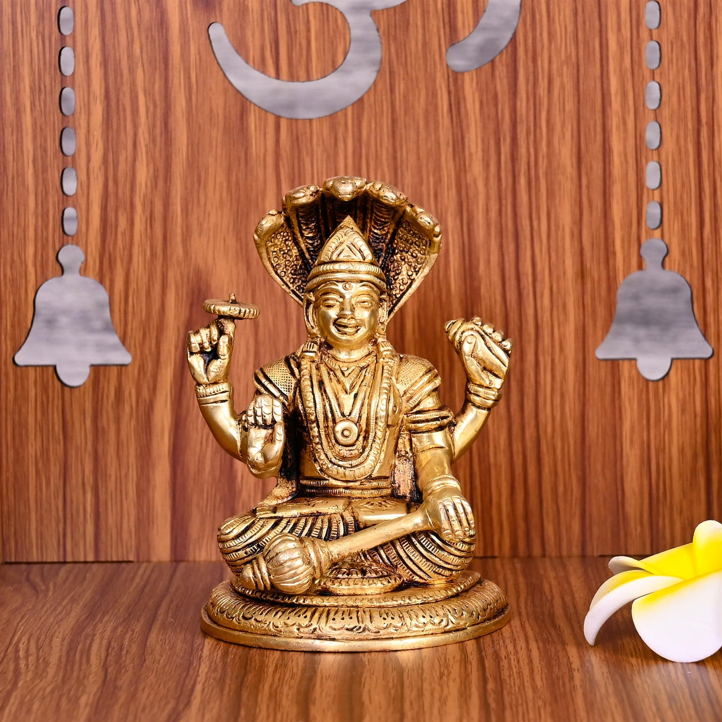 Brass Sitting Lord Vishnu Idol (4.5 Inch)