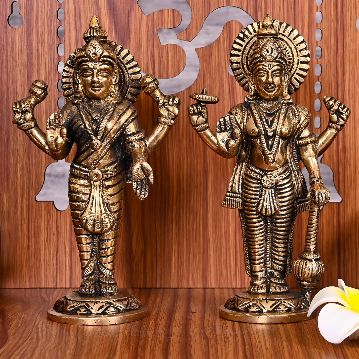 Brass Vishnu Lakshmi Idols Set (7 Inch)