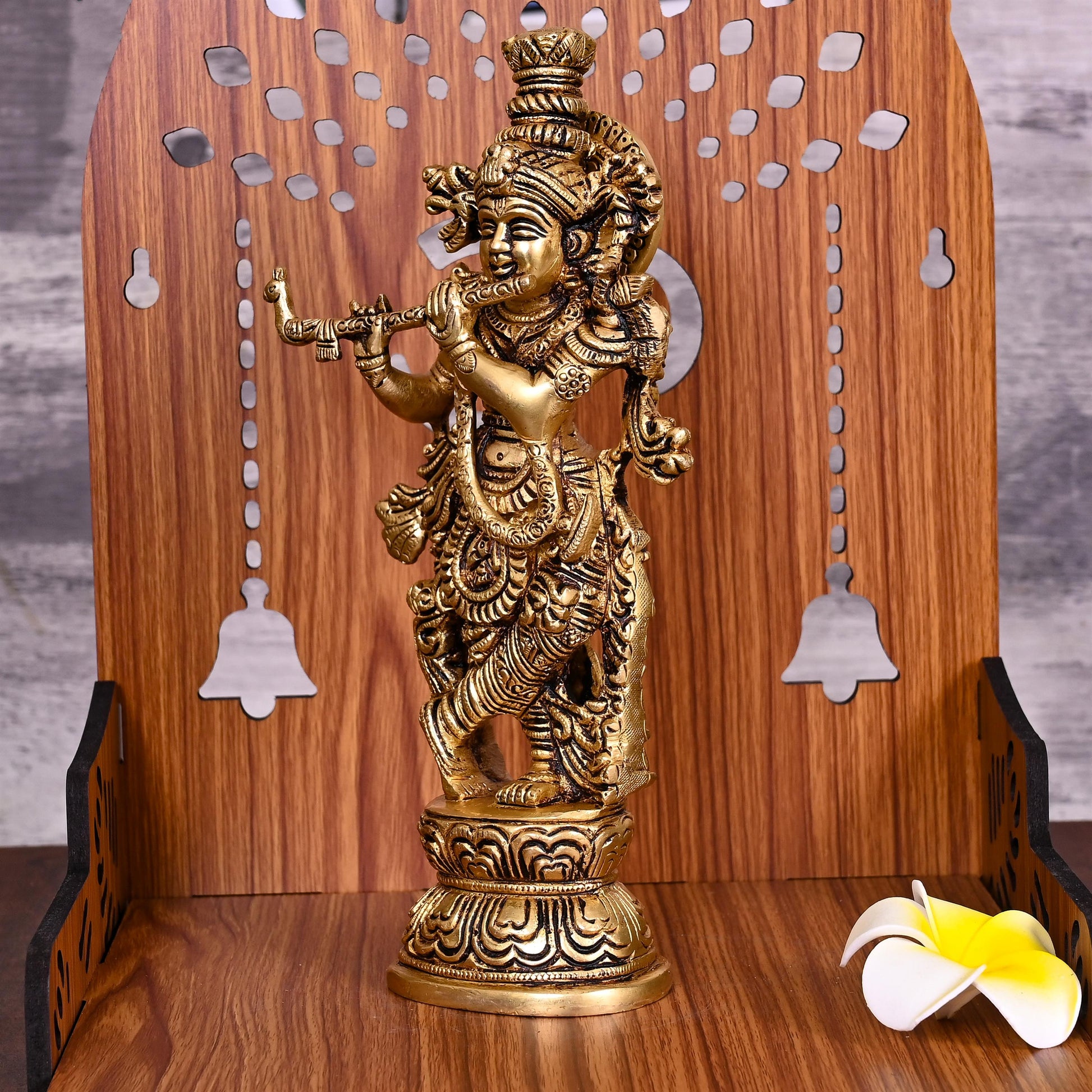 Brass Lord Krishna Idol (9.5 Inch)