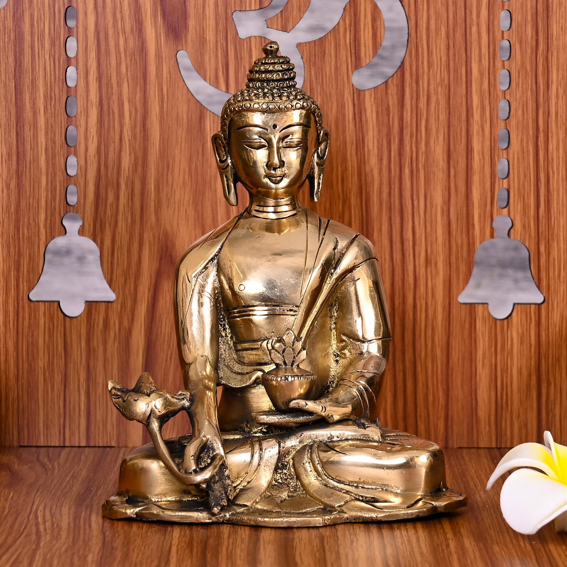 Brass Sitting Buddha Meditation Statue (6.5 Inch)