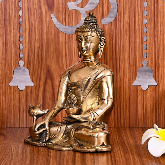 Brass Sitting Buddha Meditation Statue (6.5 Inch)