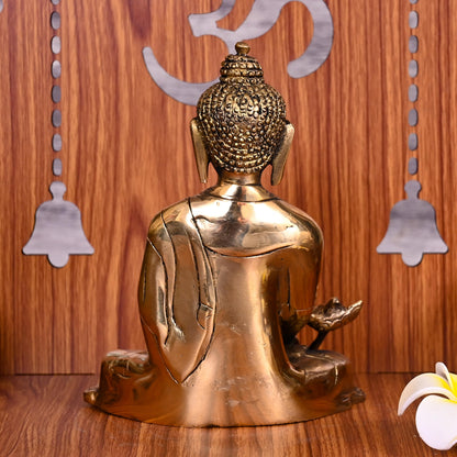 Brass Sitting Buddha Meditation Statue (6.5 Inch)