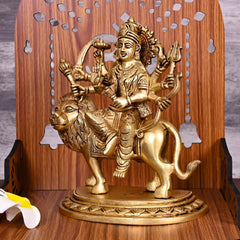 Brass Goddess Durga Statue (8 Inch)