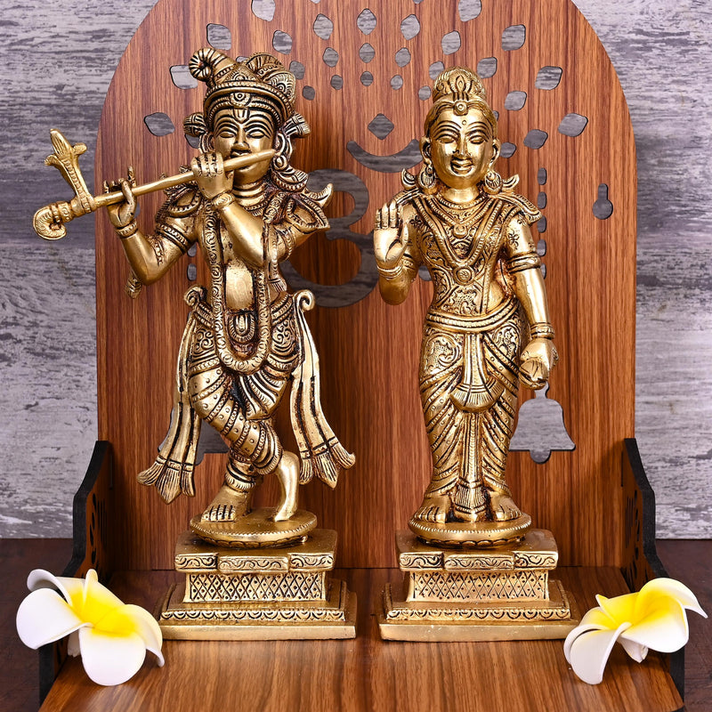 Brass Radha Krishna Idols Set (9.5 Inch)