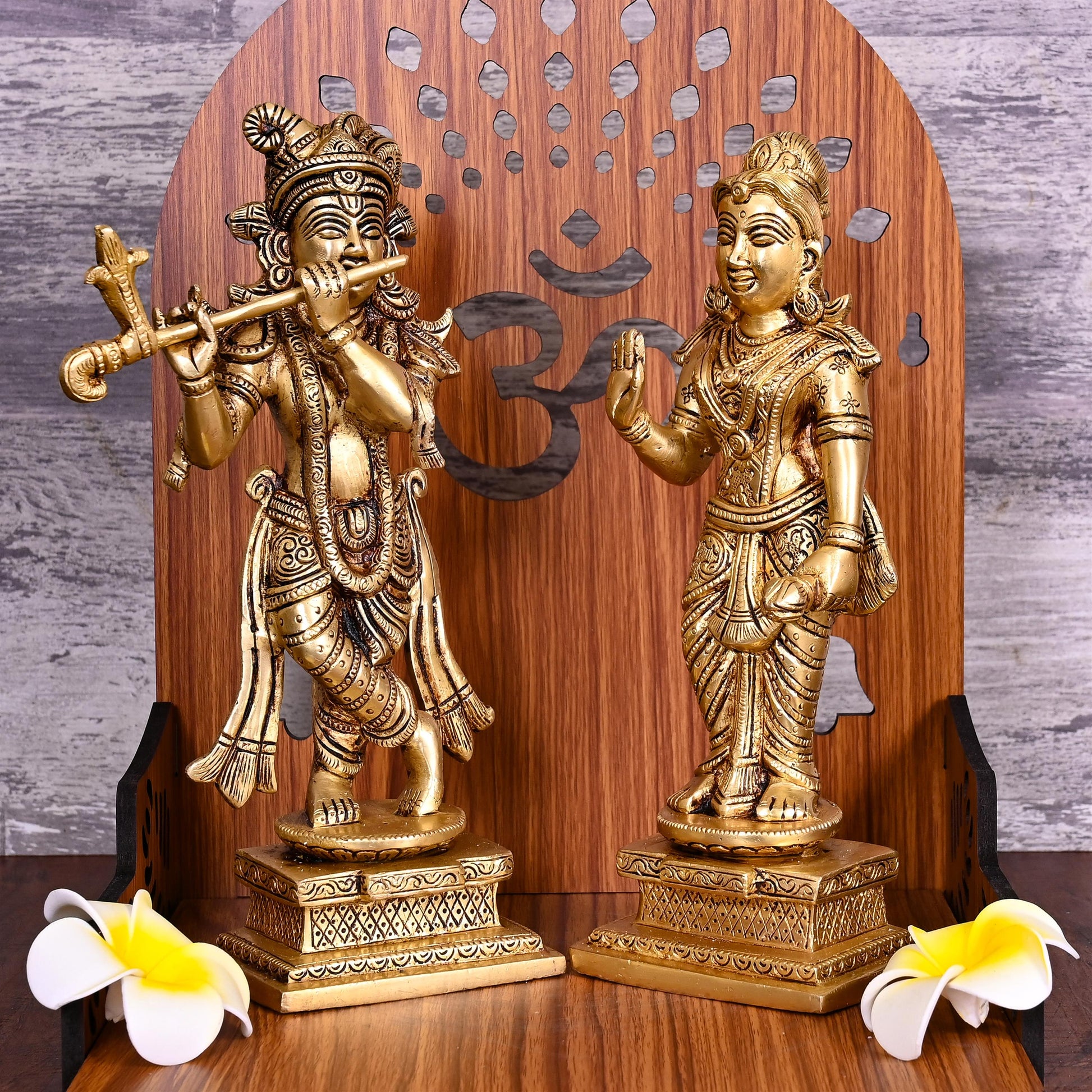 Brass Radha Krishna Idols Set (9.5 Inch)