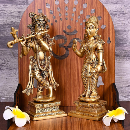 Brass Radha Krishna Idols Set (9.5 Inch)